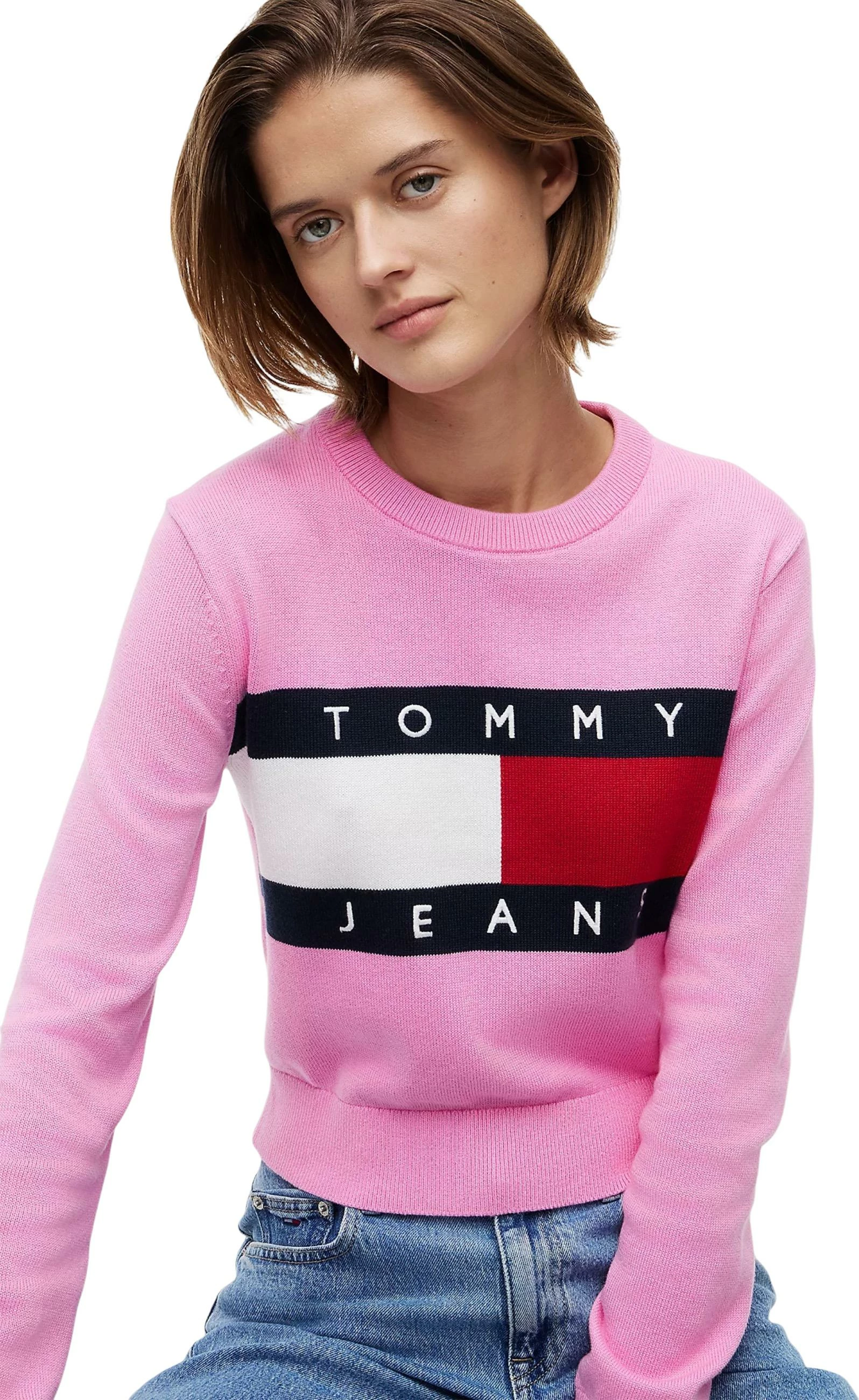 Xhemper për femra Tommy Hilfiger Jeans DW0DW22930, rozë [Madhësia: M]