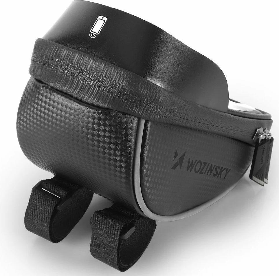 Çantë timoni për biçikletë Wozinsky WBB16BK me mbështjellës telefoni, 1L, e zezë