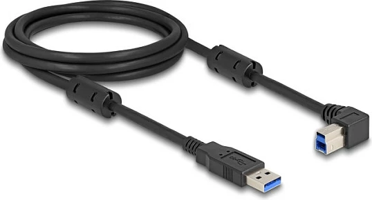 Kabllo USB DeLOCK USB 3.2 Gen 1 Type-A në Type-B 90°, 2 m, 5 Gbps, e zezë