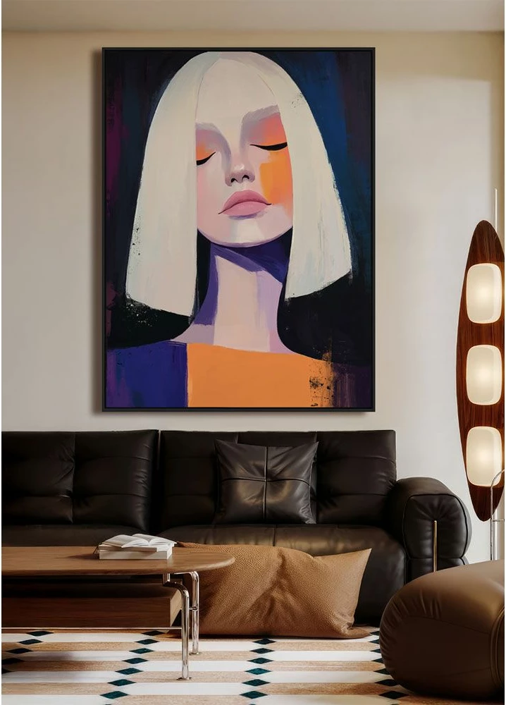 Pikturë dekorative DONNA SOGNA me kornizë, shumëngjyrëshe, dru i zi, 90x120x4cm