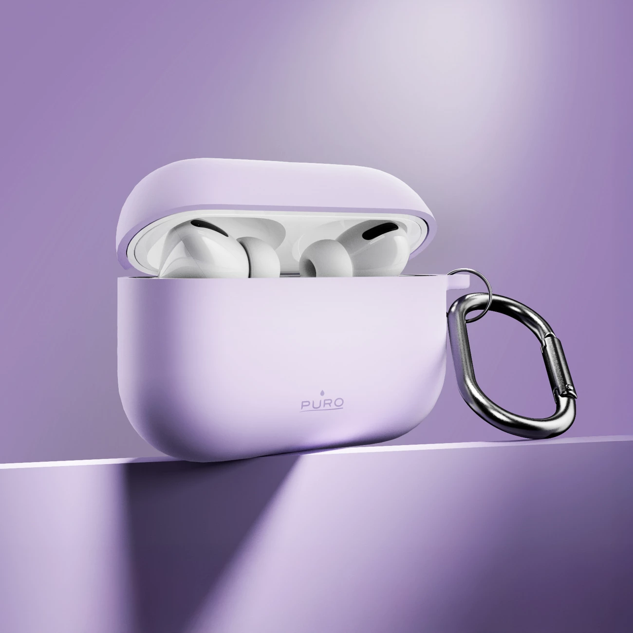 Mbështjellës silikoni Puro Icon për AirPods Pro 3, me karabinë, vjollcë
