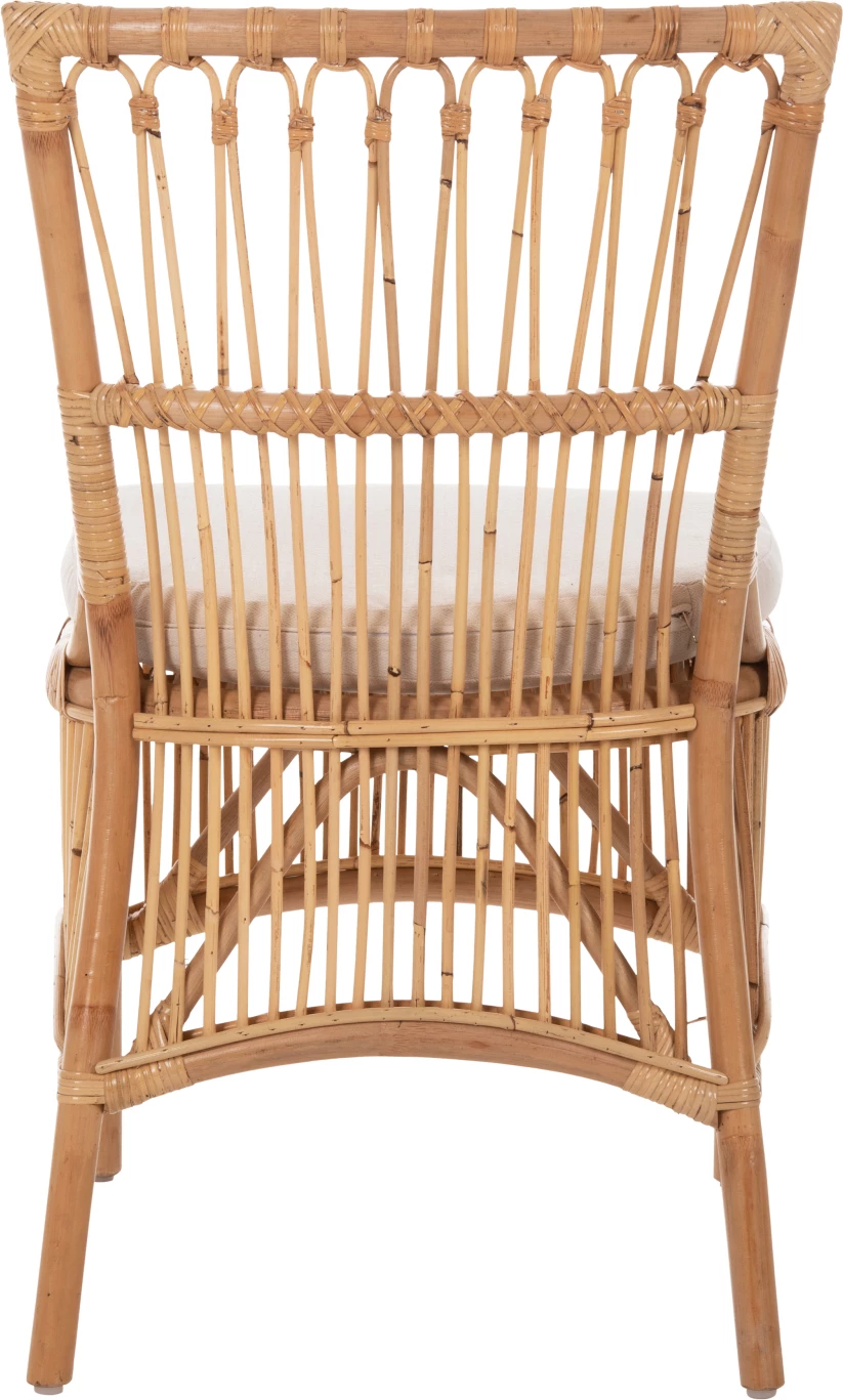 Karrige për ngrënie THALIN FH9834 rattan ngjyrë natyrale-jastëk ngjyrë bardhë 53x58x91Hcm