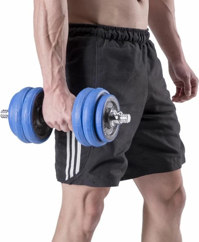 Set pesha 2-në-1 barbell dhe dumbbell HMS, unisex, argjend e kaltër