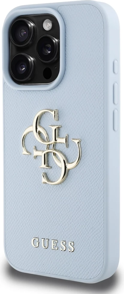 Mbështjellës Guess Grained Big 4G Logo Small Classic Logo për iPhone 16 Pro Max, Blu
