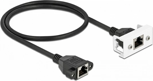 Kabllo rrjeti DeLOCK Easy 45, Cat6a S/FTP, RJ45 mashkull në RJ45 femër, 0.5 m, zi/bardhë