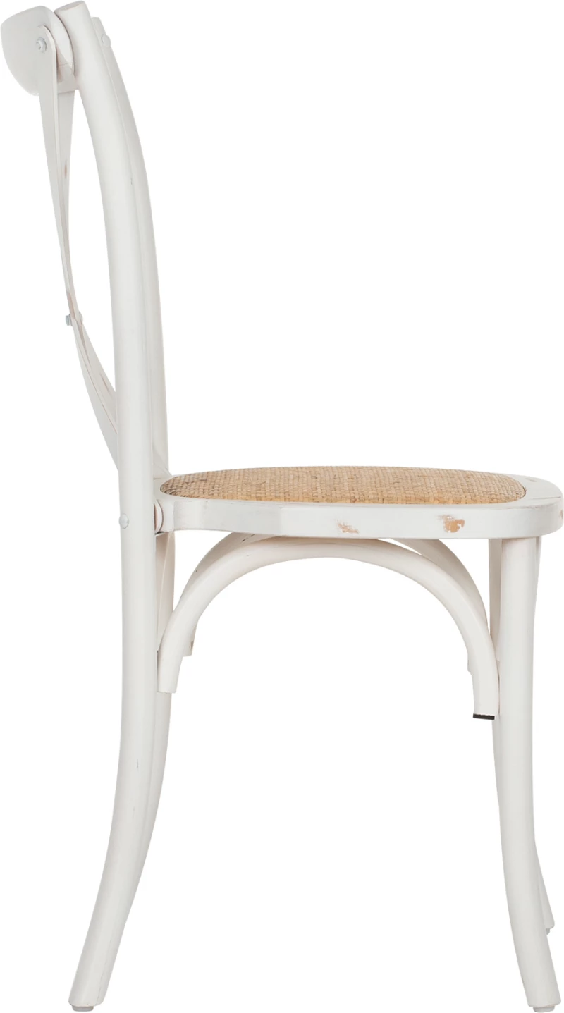 Karrige Owen e grumbullueshme prej druri ahu, ngjyrë e bardhë e larë, me shpinë të kryqëzuar, FH8575.04, 45x55.5x90 cm