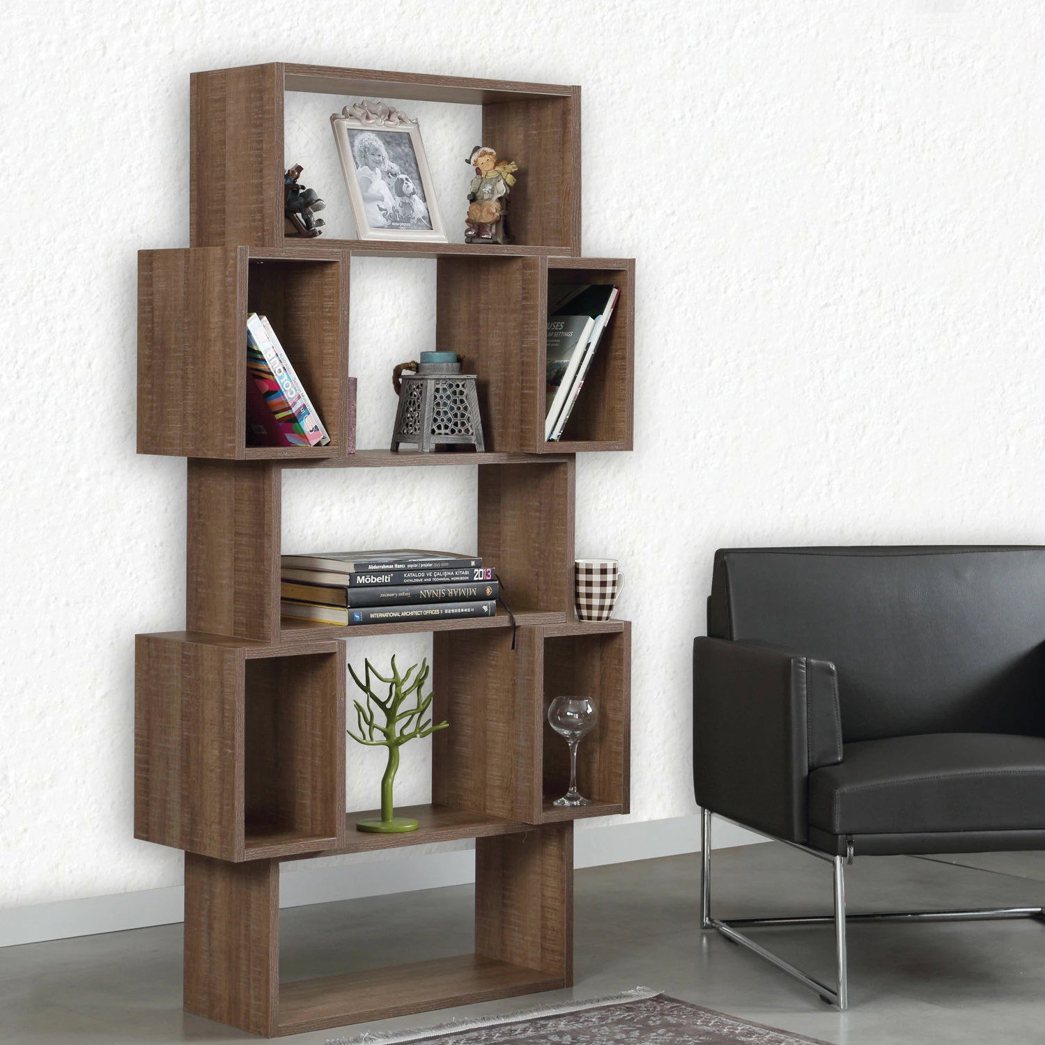 Raft librash Hanah Home, Box, ngjyrë lisi e errët