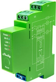 Dimmer Shelly Pro Dimmer 2PM, LED/Glühbirne, WLAN LAN BT, DIN-Rail