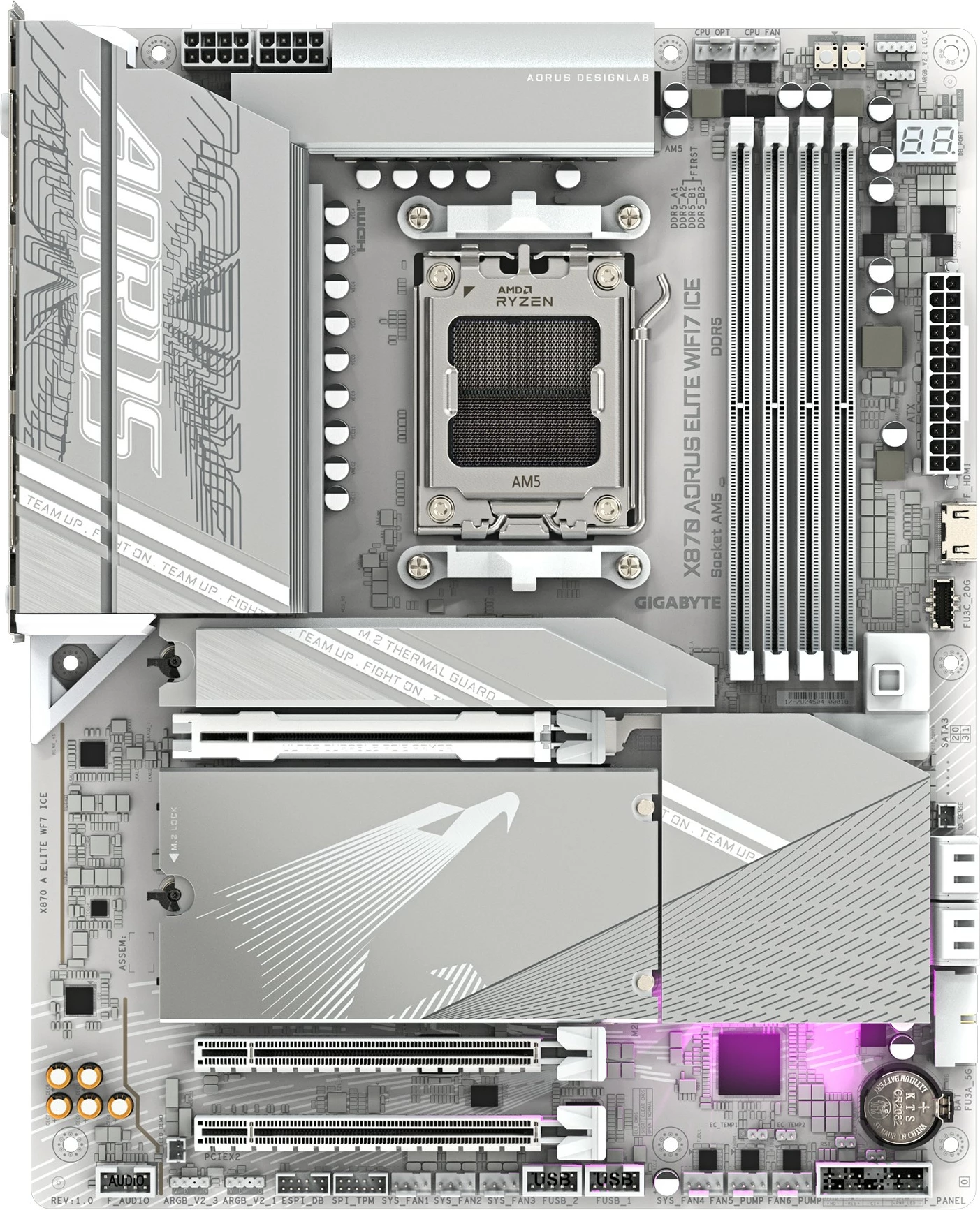 Pllakë amë Gigabyte X870 AORUS ELITE WIFI7 ICE, Socket AM5, DDR5, Wi-Fi 7