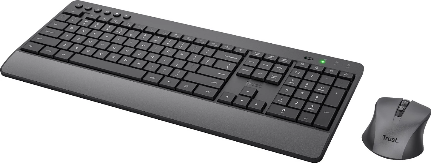 Set Tastaturë & Maus pa kabllo Trust Trezo Comfort, QWERTZ Gjermanisht, me numpad, i zi