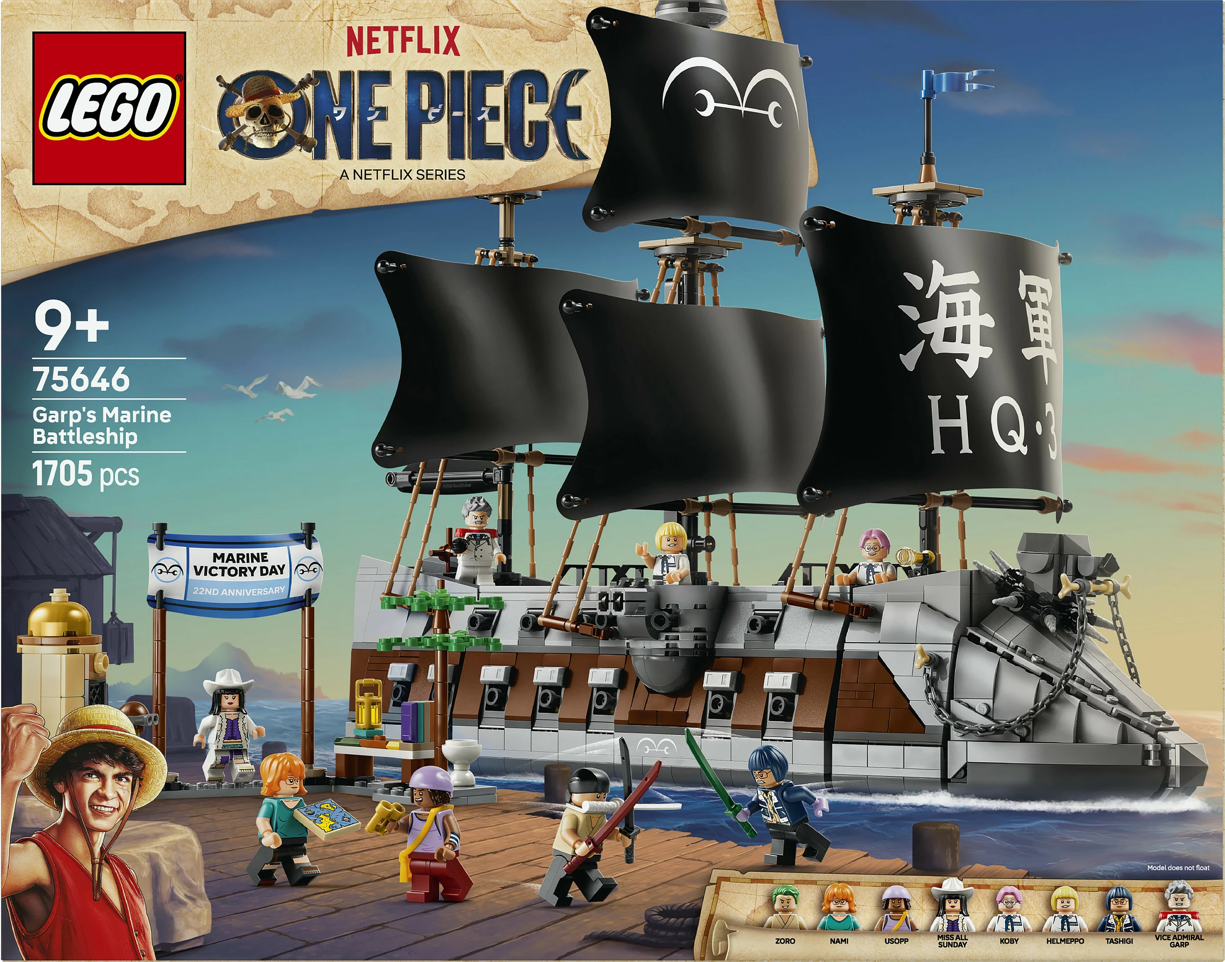 Set LEGO One Piece 75646 Garp’s Marine Battleship, 1705 pjesë, 9+