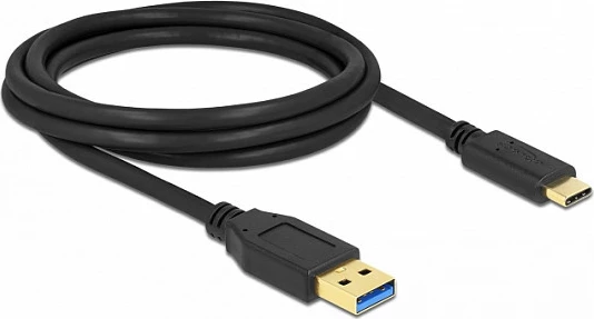 Kabllo USB DeLOCK USB-A në USB-C, 2 m, USB 3.2 Gen 1, 5 Gbit/s, e zezë