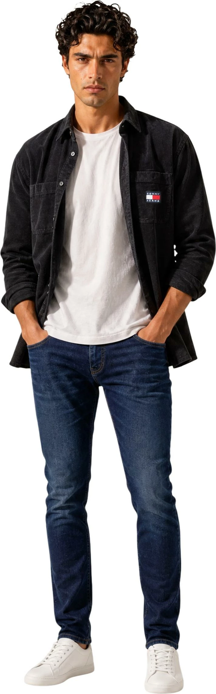 Këmishë me mëngë të gjata Tommy Hilfiger Jeans DM0DM23705 për meshkuj, e zezë [Madhësia: L]