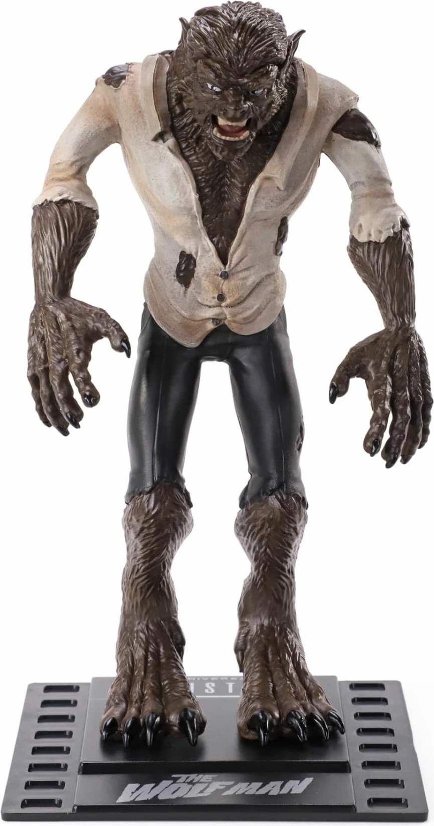 Figurinë Noble Collection Bendyfigs Universal Monsters Wolfman 19 cm me mbajtëse
