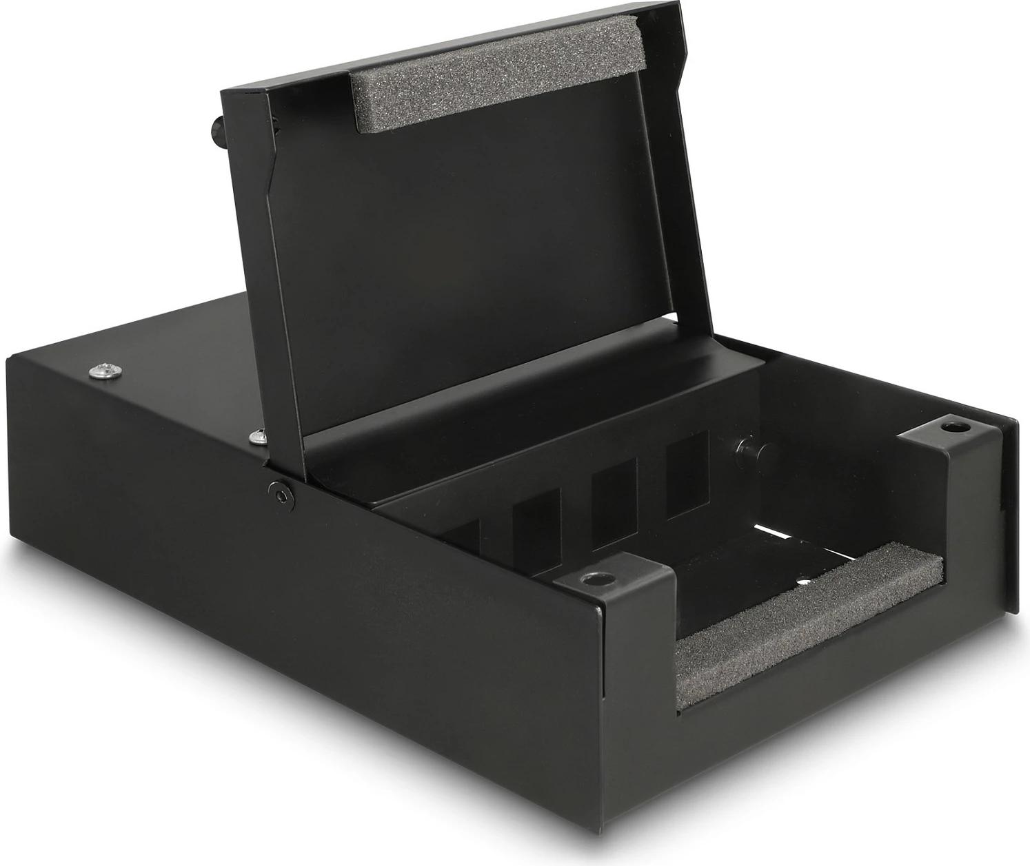 Kuti distribucioni DeLOCK, 4-Port për module Keystone, metal, IP20, 203x134x58 mm, e zezë