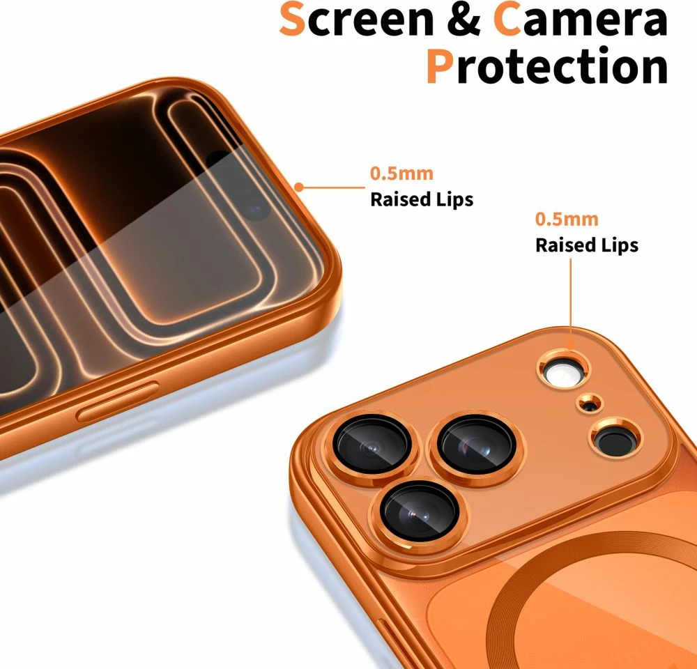 Mbështjellës Tech-Protect MagFlex për iPhone 17 Pro, MagSafe, transparent portokalli, 1 copë