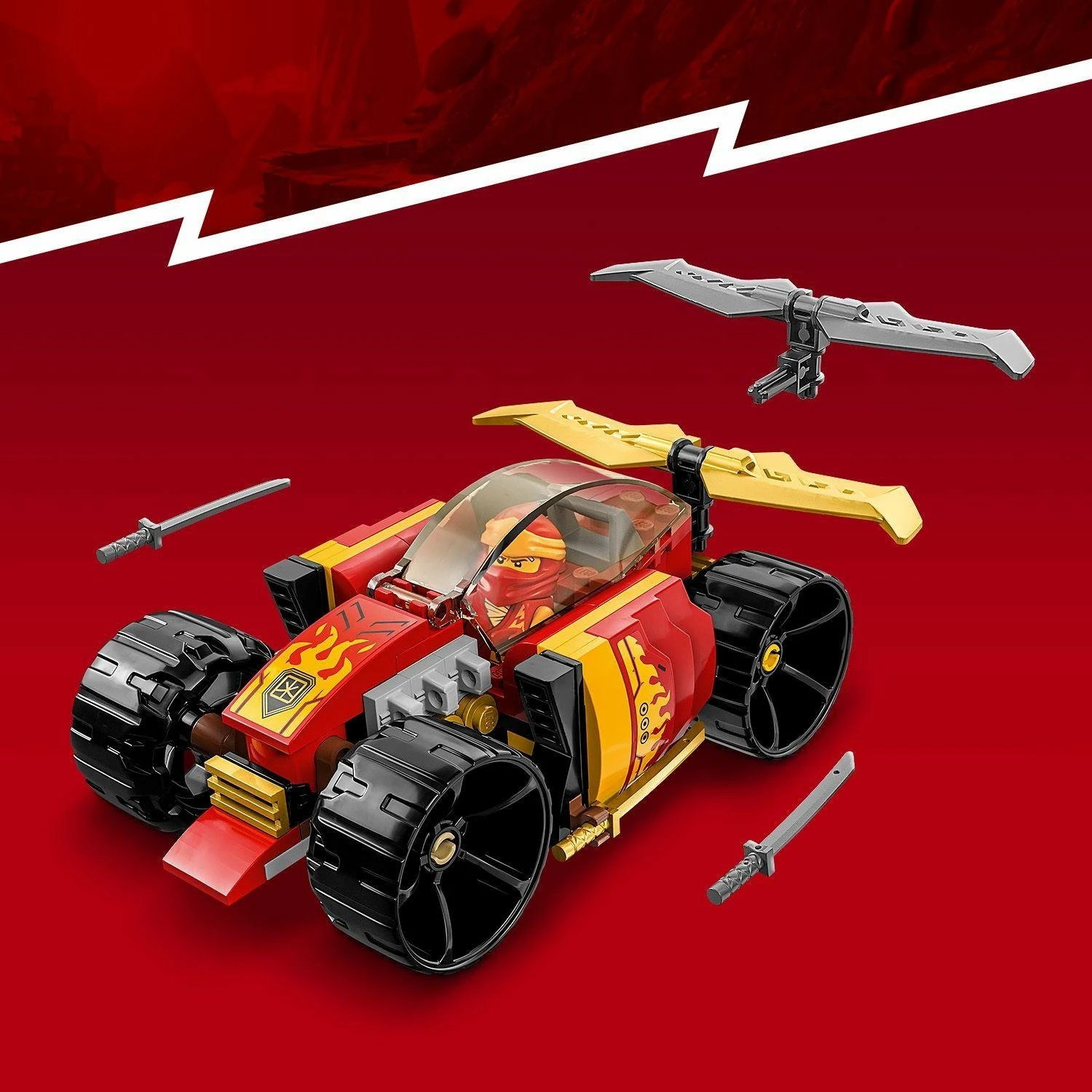Set LEGO NINJAGO Kai's Ninja Race Car EVO 71780, 94 copë, e kuqe/ari