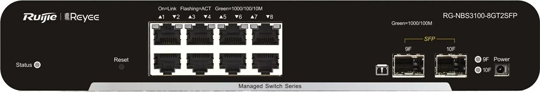 Switch Ruijie RG-NBS3100-8GT2SFP, 8 porte Gigabit, 2 SFP, i zi