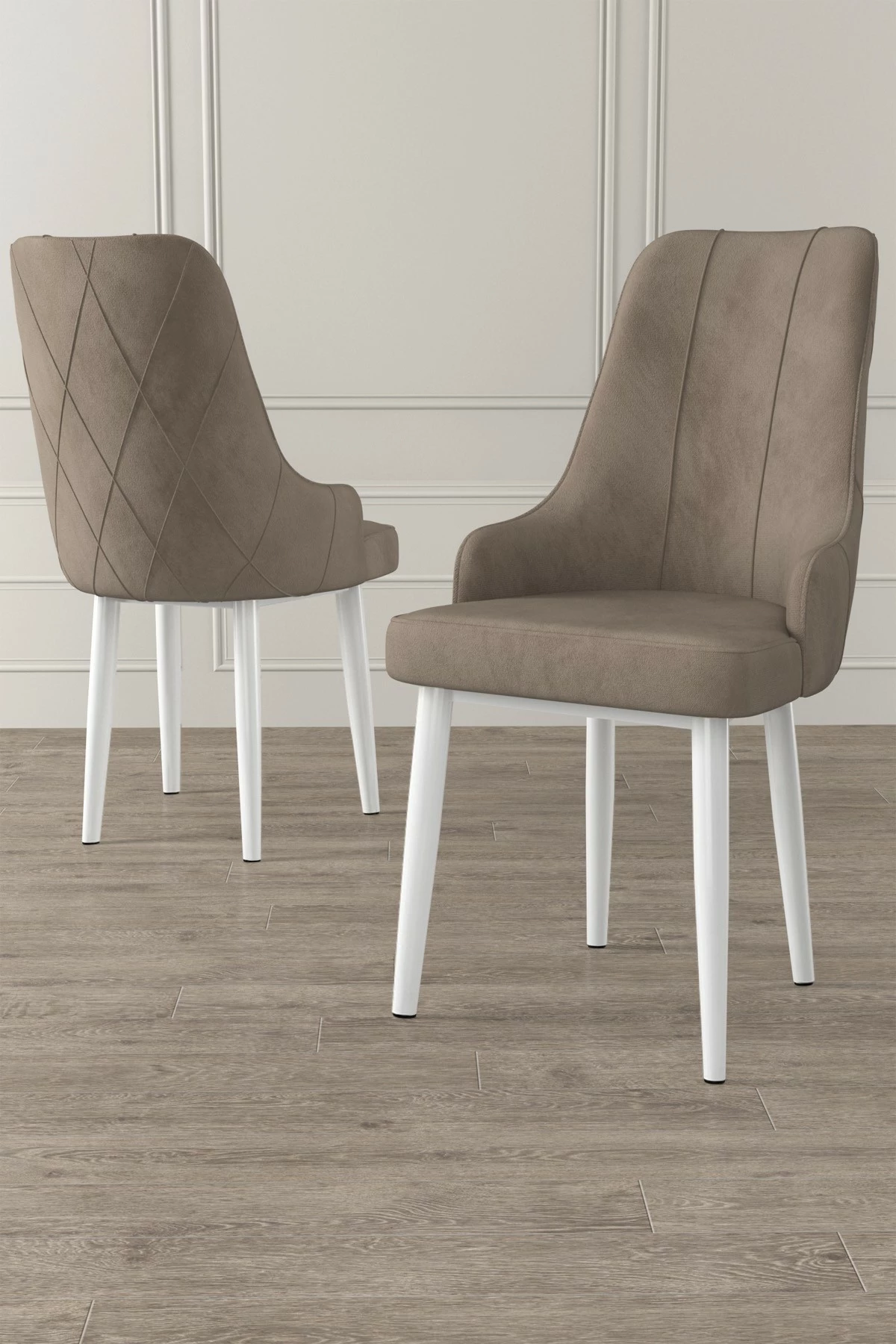 Set karrigesh (2 copë) Hanah Home, Trex, kapuçino, e bardhë