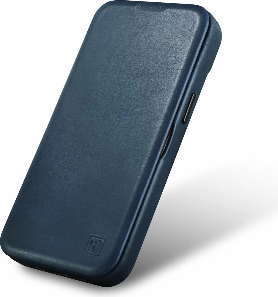 Mbështjellës iCarer Oil Wax Premium Leather Folio për iPhone 14 Pro Max, MagSafe, Kaltër