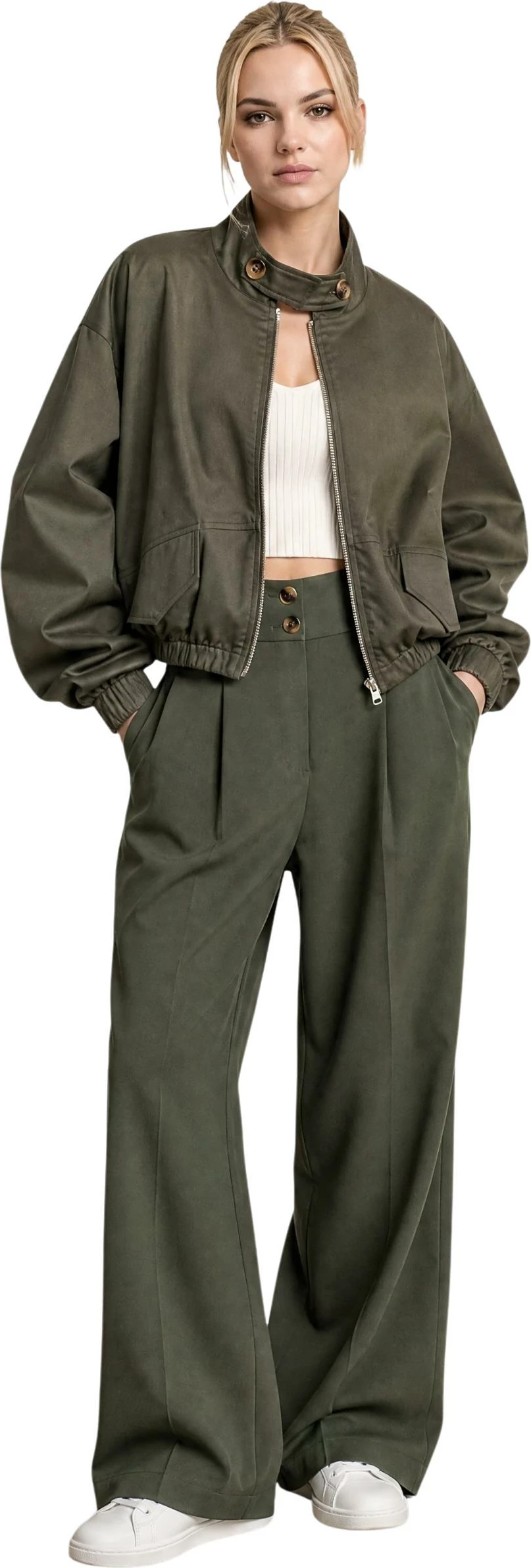 Jakne bomber I AM 41768 për femra, gjelbër ulliri [Madhësia: L]