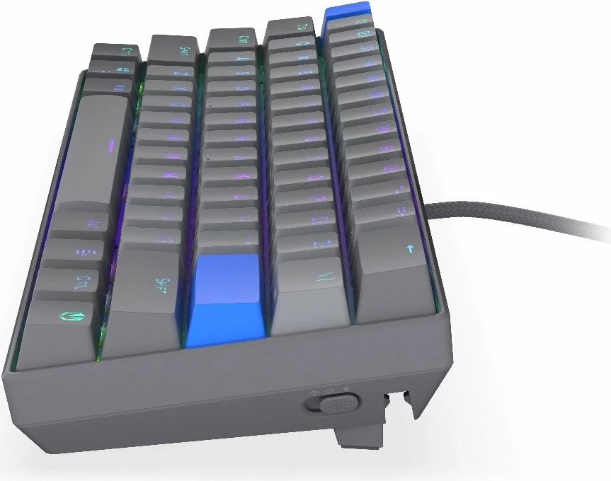 Tastierë mekanike Endorfy Thock V2 Compact Wireless EY5A132, 60%, RGB, USB/Bluetooth/2.4GHz, switch ENDORFY Yellow by Gateron, gri
