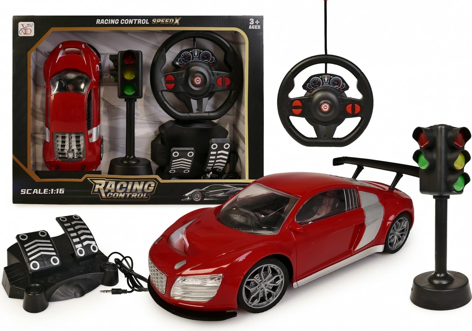 Makinë me telekomandë Artyk 177927 1:16 (26 cm) me timon, pedale dhe semafor, Mix