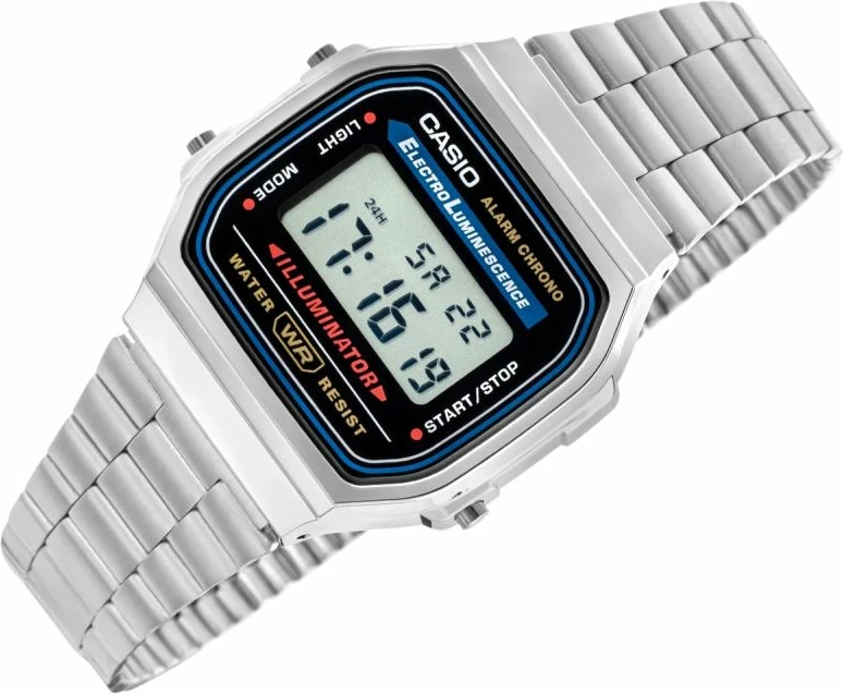 Orë dore për meshkuj CASIO Vintage A168WA-1YES, argjendtë