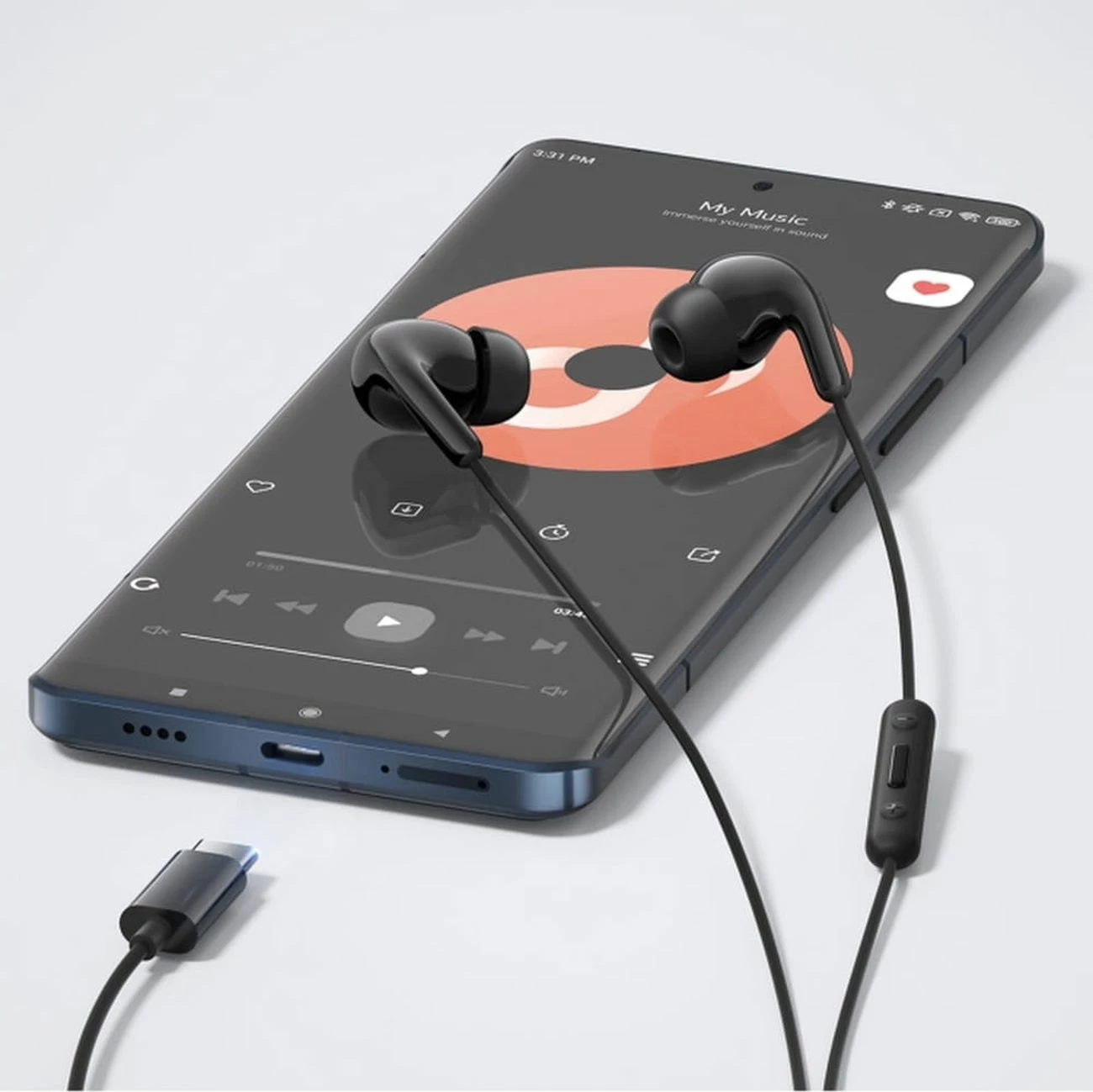 Kufje Xiaomi BHR8931GL in-ear me kabllo USB-C, me mikrofon dhe kontroll 3-butonësh, 12.4mm, IP54, të zeza