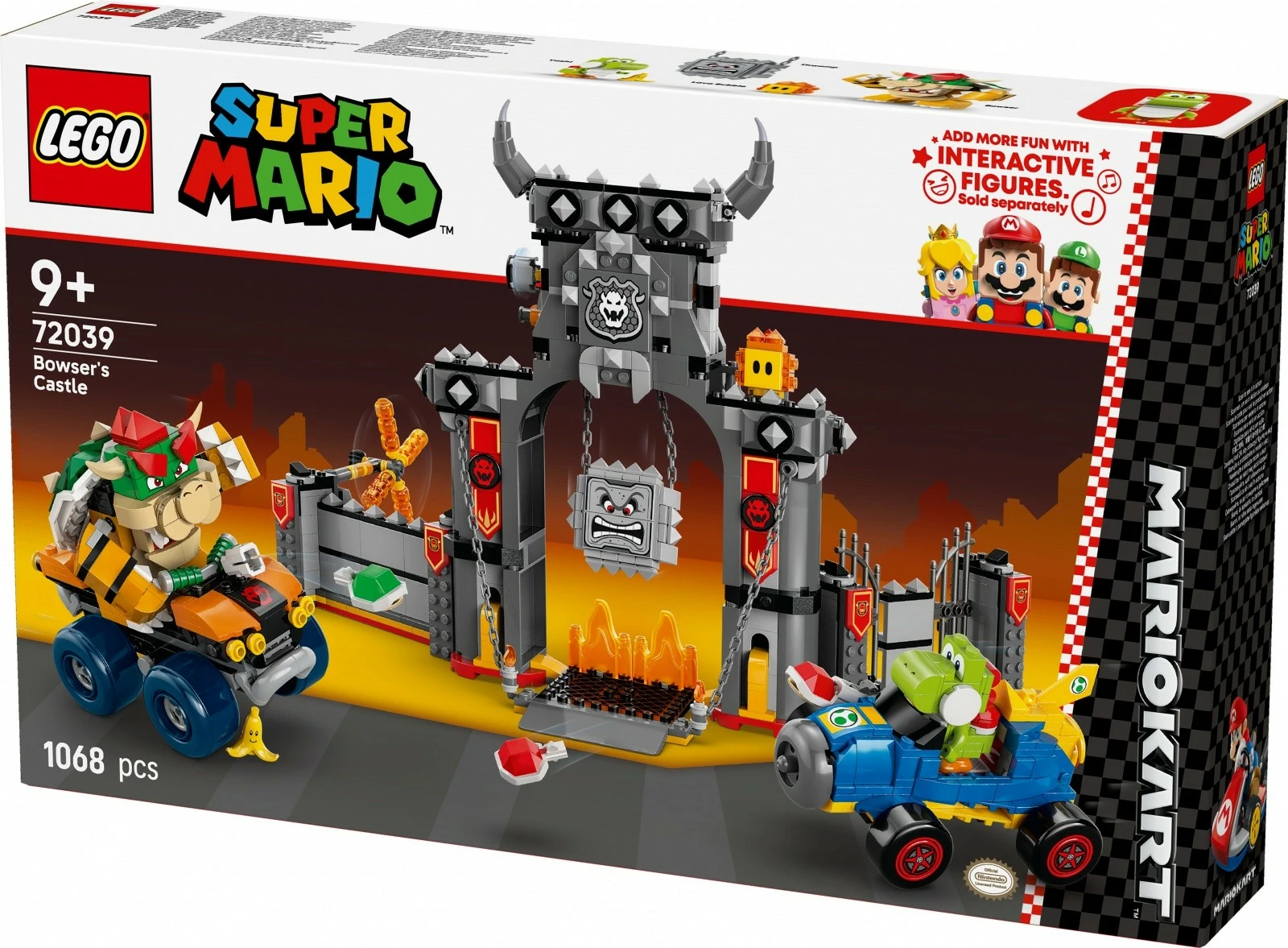 Set ndërtimi LEGO Super Mario Mario Kart Bowser and His Castle 72039, 1068 pjesë