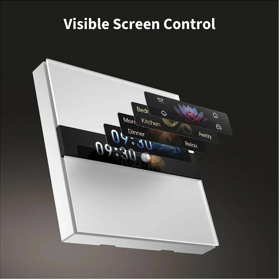 Switch muri i mençur Aqara Display Switch V1 EU, ekran LCD 2.08", Wi-Fi/Bluetooth, i bardhë