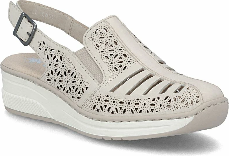 Sandale platforme femra Rieker 48763-60, bezhë