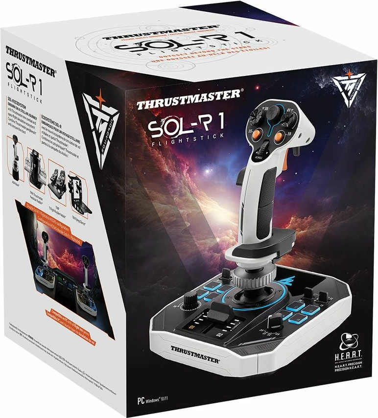 Joystick fluturimi Thrustmaster SOL-R 1 për PC, 44 funksione, H.E.A.R.T. 16-bit, RGB, bardhë/zi