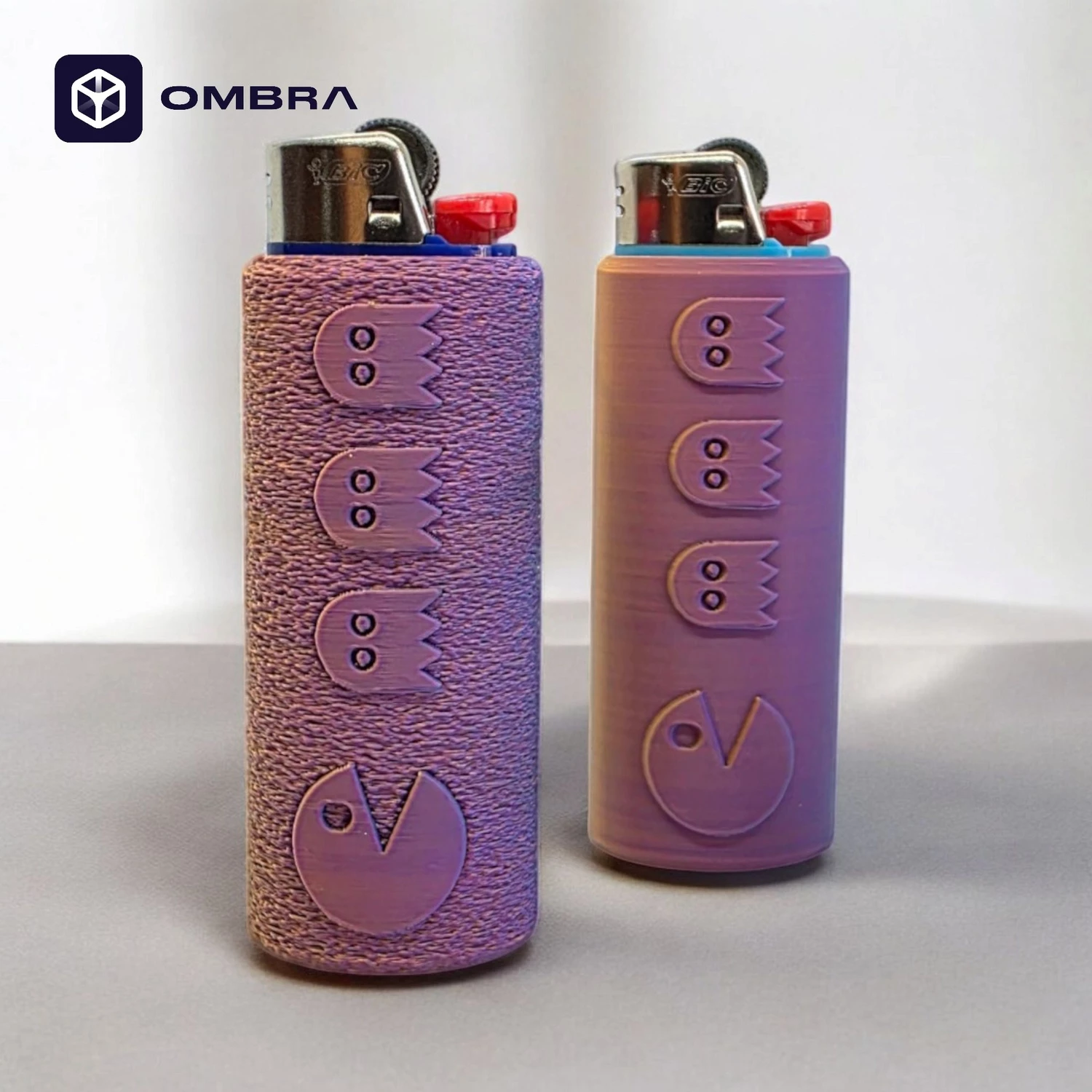 Mbajtëse për çakmak BIC, dizajni "Pac man Case", e pembe