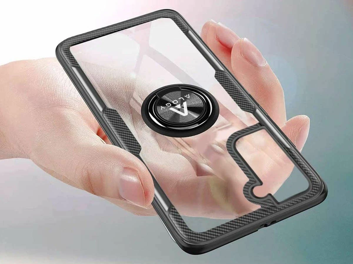 Mbështjellës Alogy Ring Holder Armor për Samsung Galaxy S21 Plus, TPU/PC, me unazë mbajtëse, e zezë