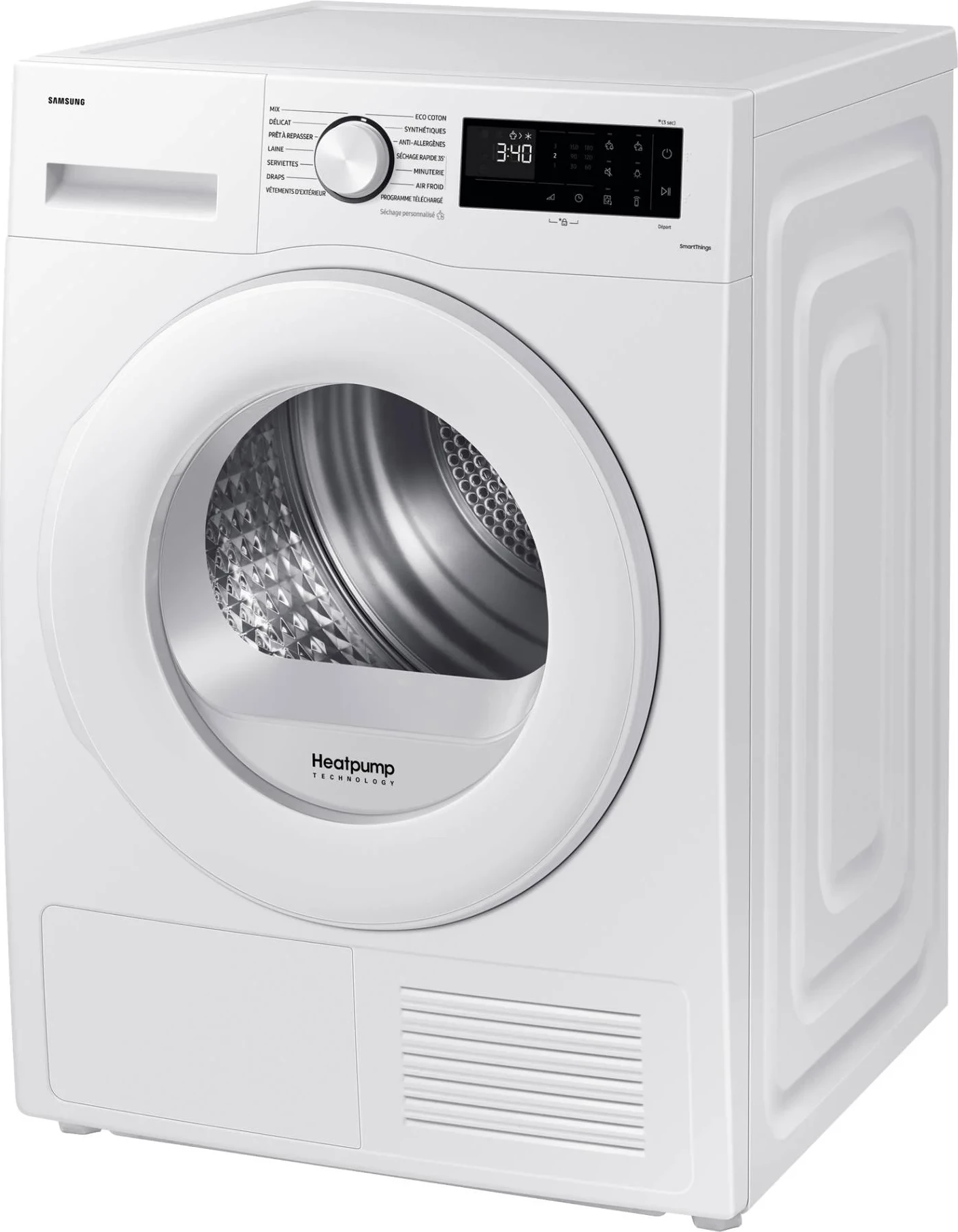 Tharëse rrobash, Samsung, DV90DG52A0TELE, 9 kg, pompë nxehtësie, Wi‑Fi, klasa energjie C, e bardhë