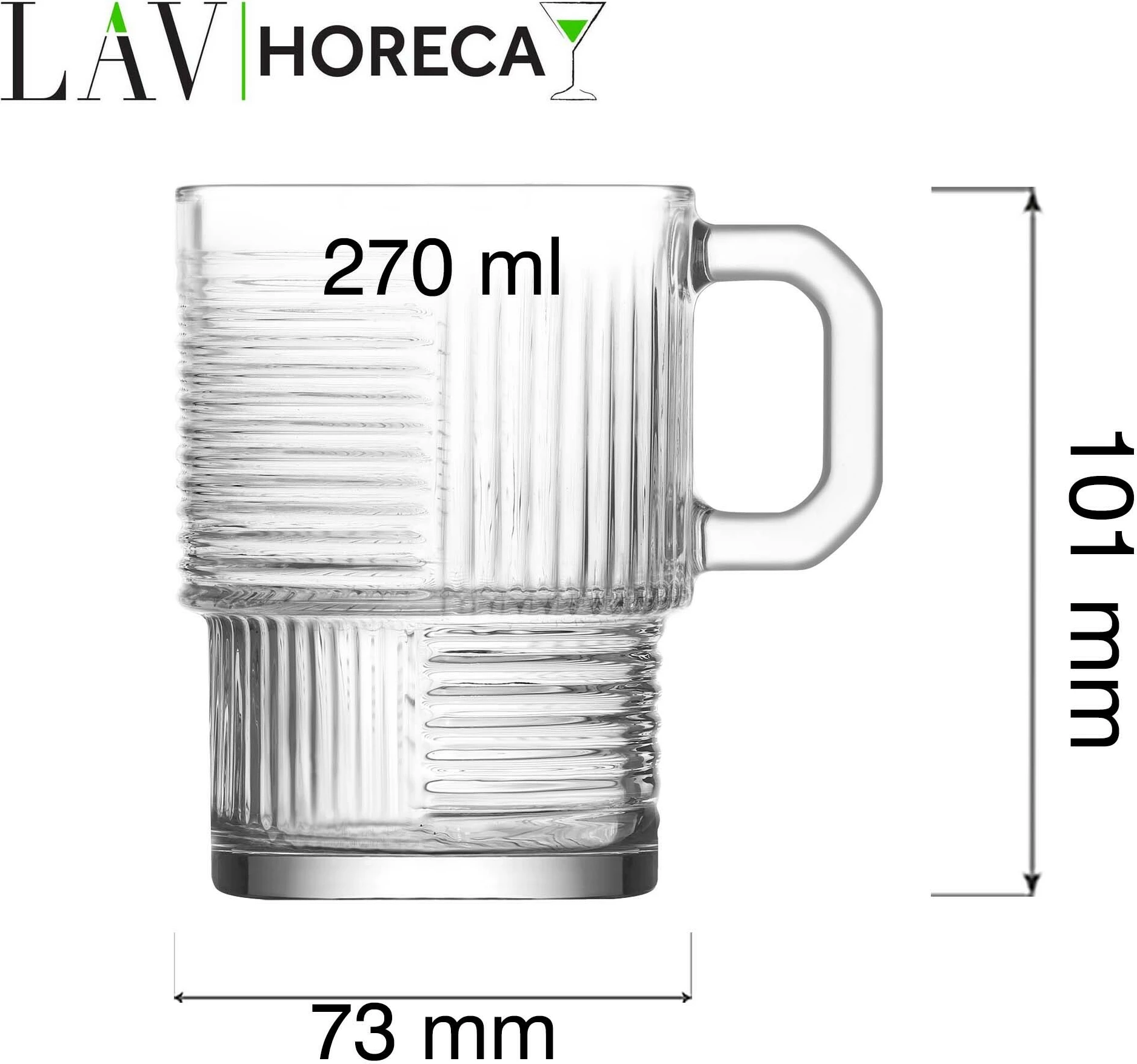 Mug qelqi LAV Istanbul 270ml tejdukshëm set 12 copë