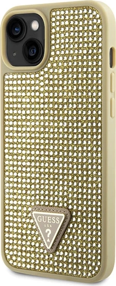 Mbështjellës Guess Rhinestone Triangle për iPhone 14 6.1", hardcase, ari