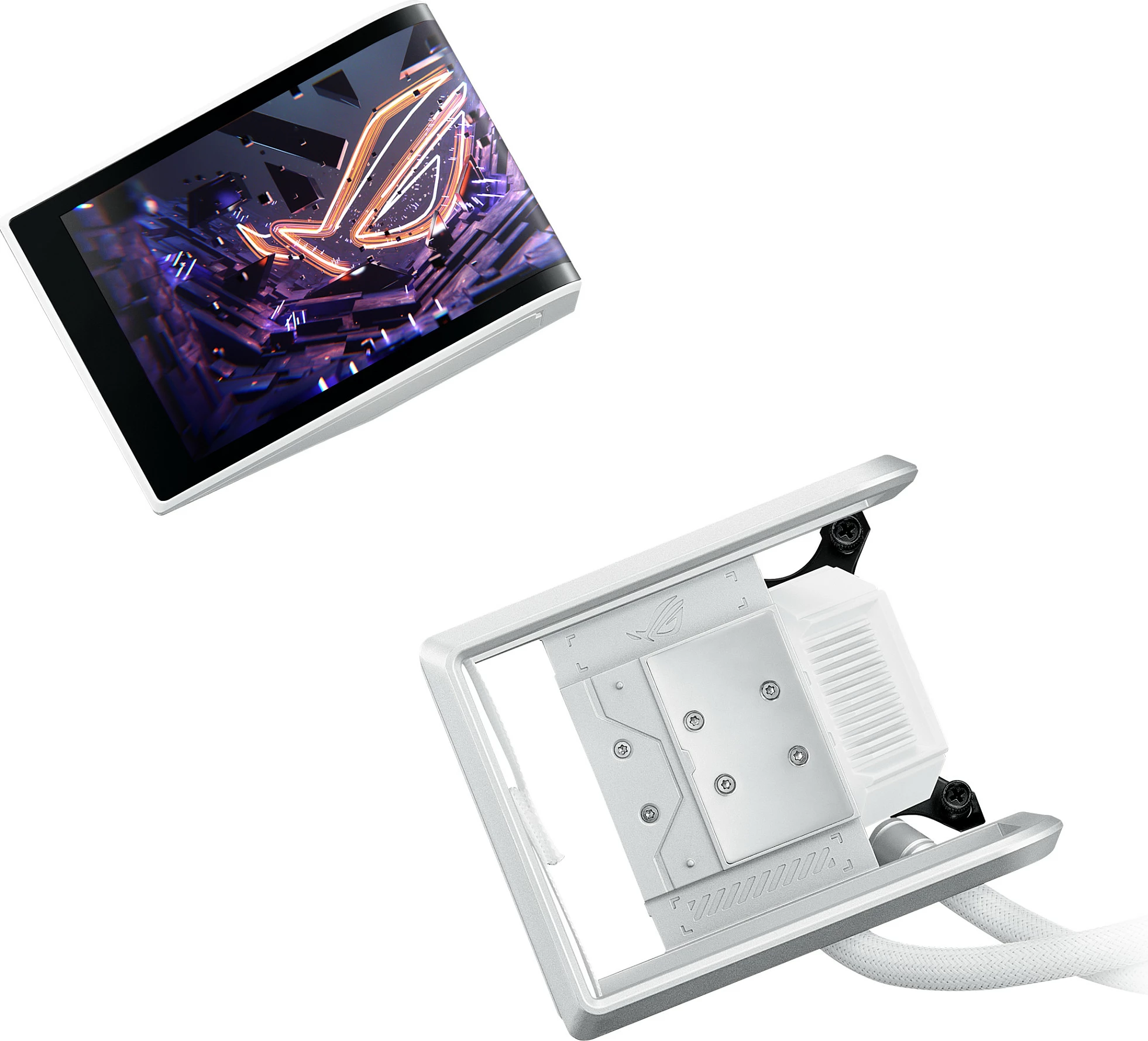 Ftohës uji AIO ASUS ROG RYUO IV 360 ARGB, 3x120mm, ekran AMOLED 6.67", i bardhë