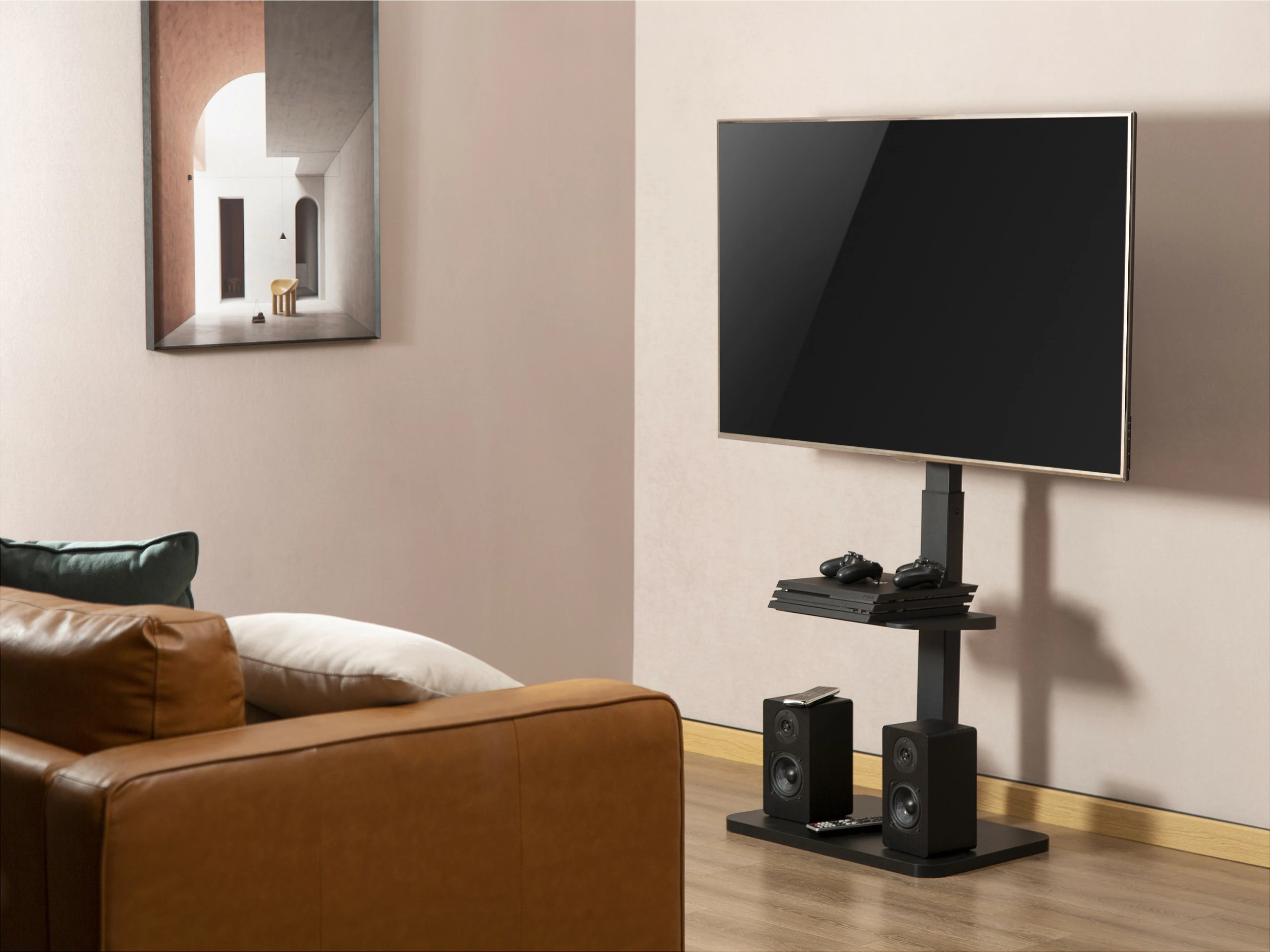 Stativ dyshemeje për TV EQUIP 650613, 37-75", VESA 600x400, 40 kg, i zi