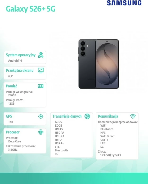 Celular Samsung Galaxy S26+ 5G 12GB/256GB Dual SIM, i zi