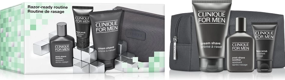Set për rroje dhe fytyrë për meshkuj Clinique Razor-ready Routine, 4 copë