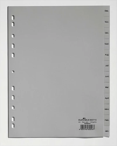 Ndarës me indeksa mujor Durable 6507-10, A4, PP, 230x297 mm, gri