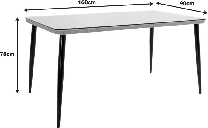 Tavolinë me karrige Naoki-Tanish, 7 copë, ratan natyral-metal i zi-xham, 160x90x78cm