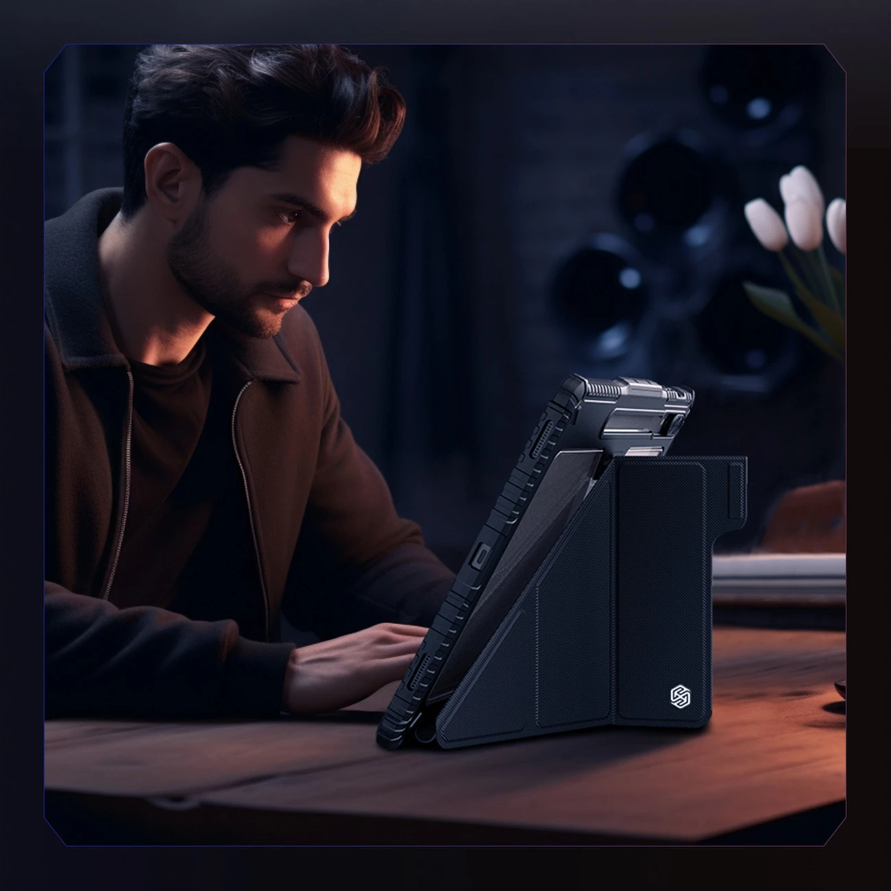 Mbështjellës Nillkin Bumper Leather Case Pro për Samsung Galaxy Tab S9+, e zezë