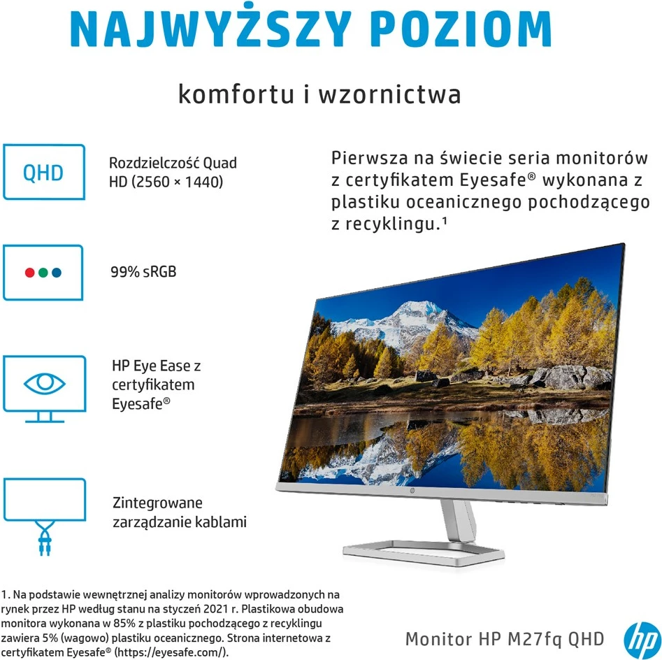Monitor LED HP M27, 27'', Quad HD, argjend