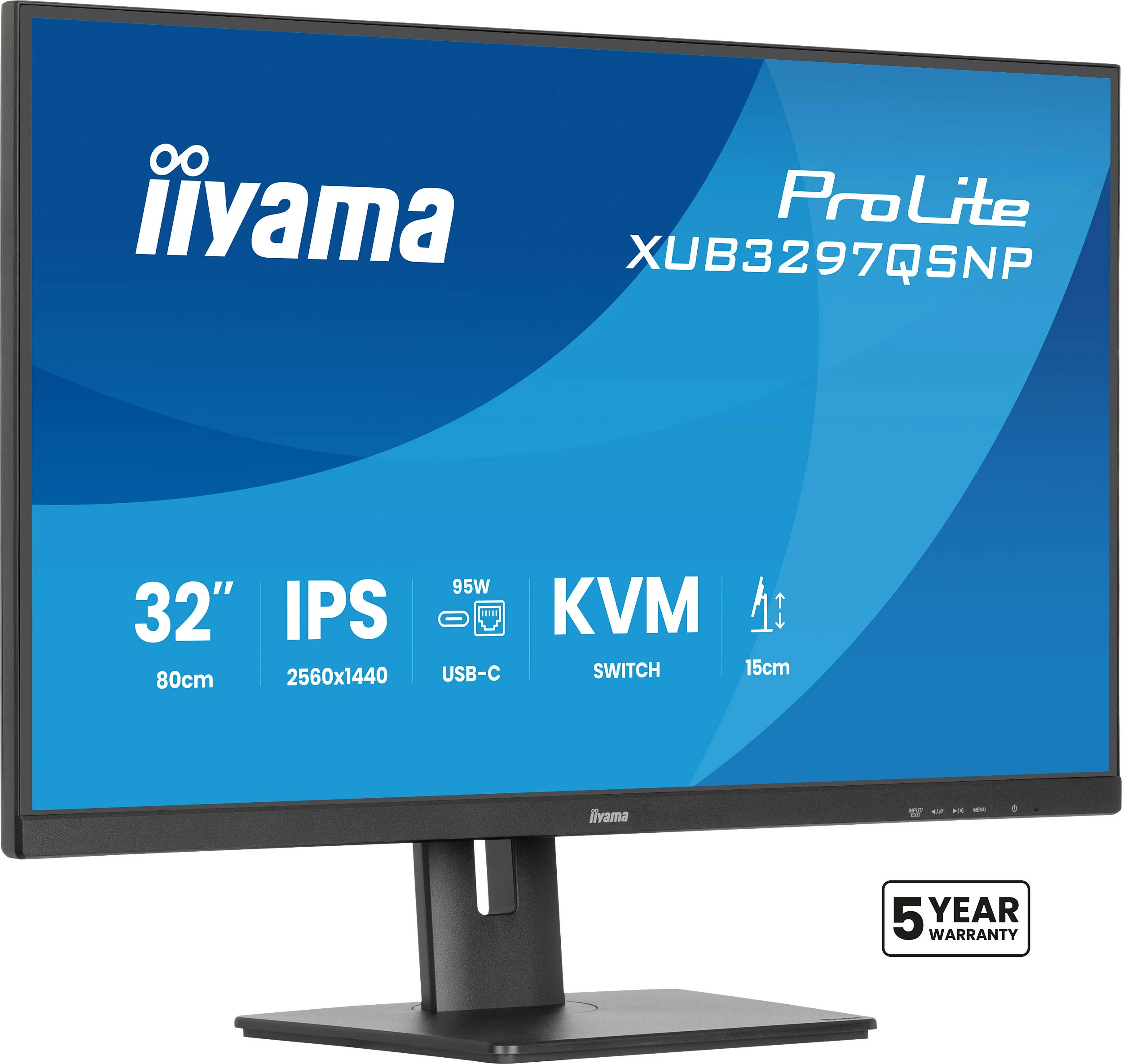 Monitor iiyama XUB3297QSNP-B1, 32 inç, IPS, 2560x1440, USB-C, KVM, i zi