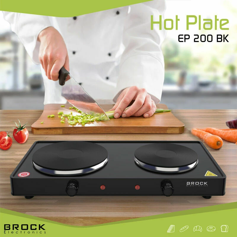 Pllakë elektrike e dyfishtë Brock EP 200 BK 2500 W, e zezë