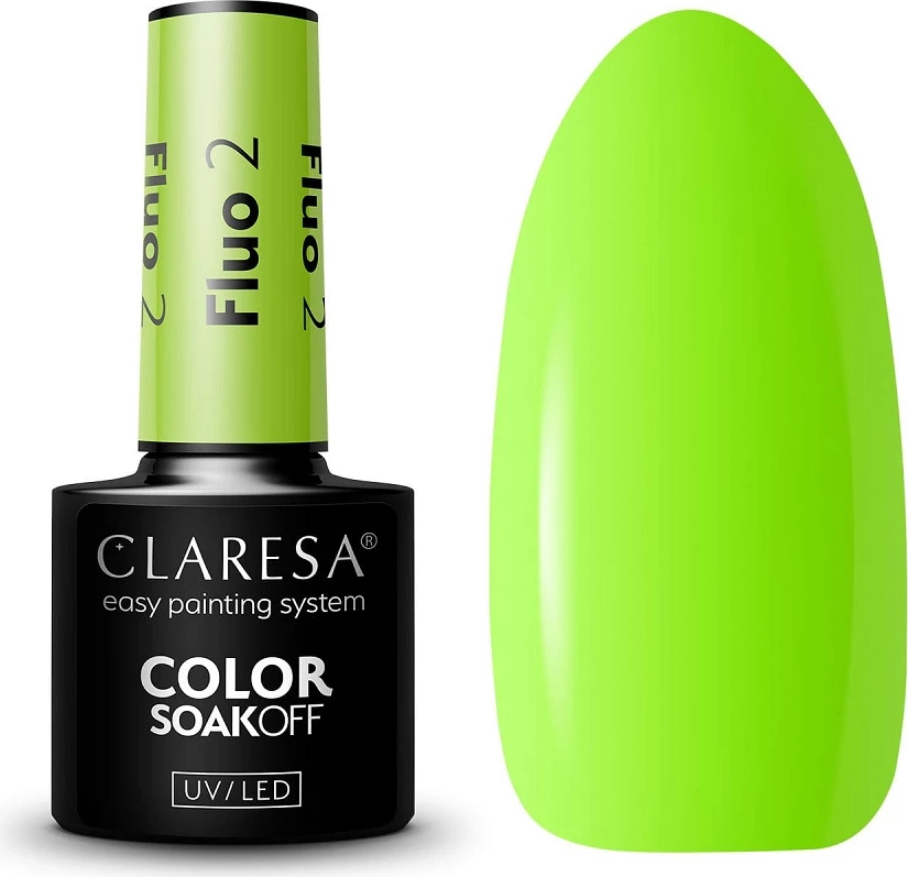 Llak për thonj Claresa Soak Off UV/LED Fluorescent Hybrid për femra nr. 2, 2.5g