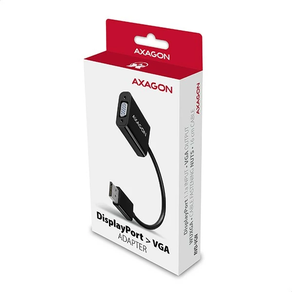 Adapter AXAGON RVD-VGN DisplayPort në VGA, FullHD, i zi